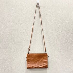 Pre-loved! THE SAK Brown Studded 100% Leather Mini Crossbody Bag!